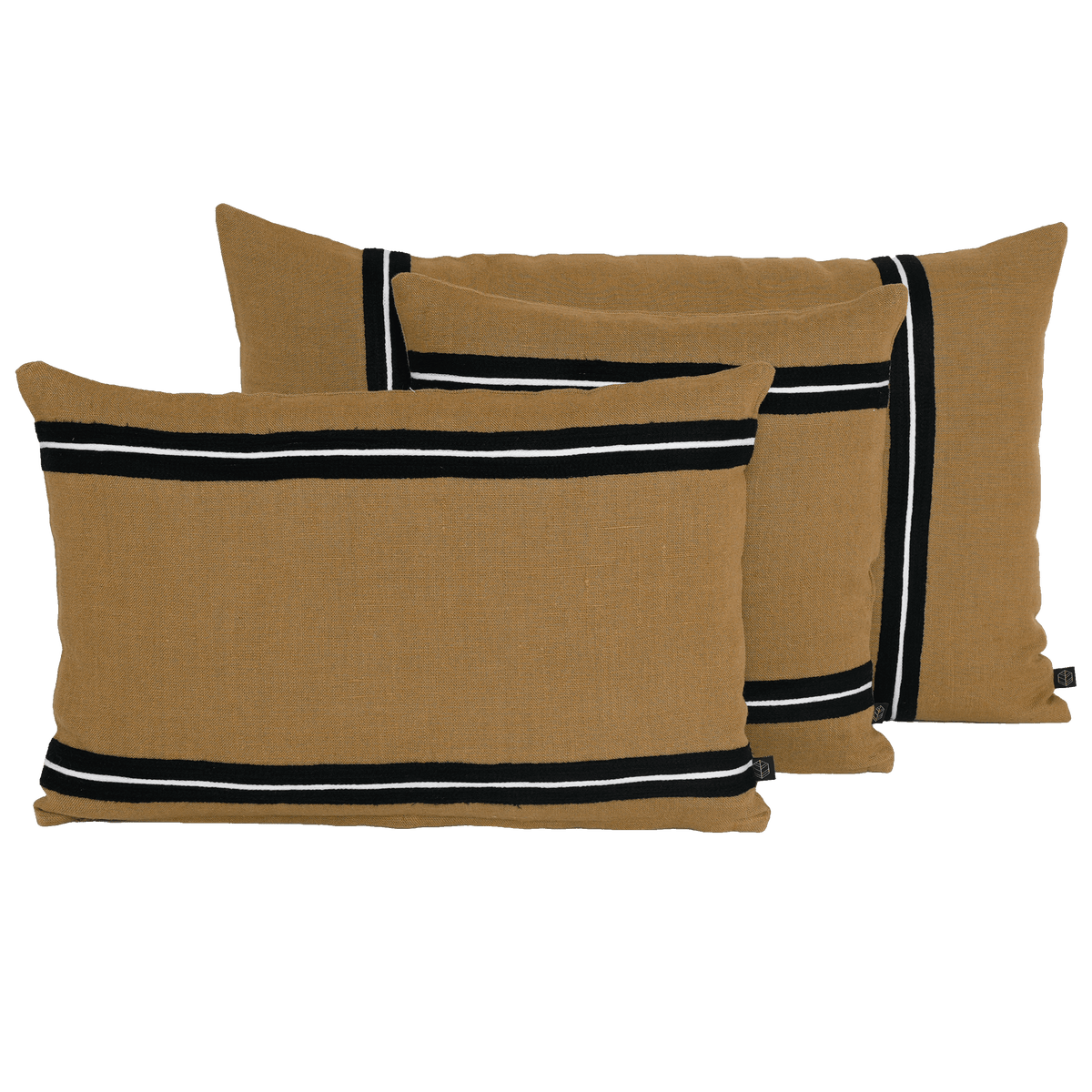 Kussensloop - Skagen En Lin Lavé Et Rayure Noire - Tabac