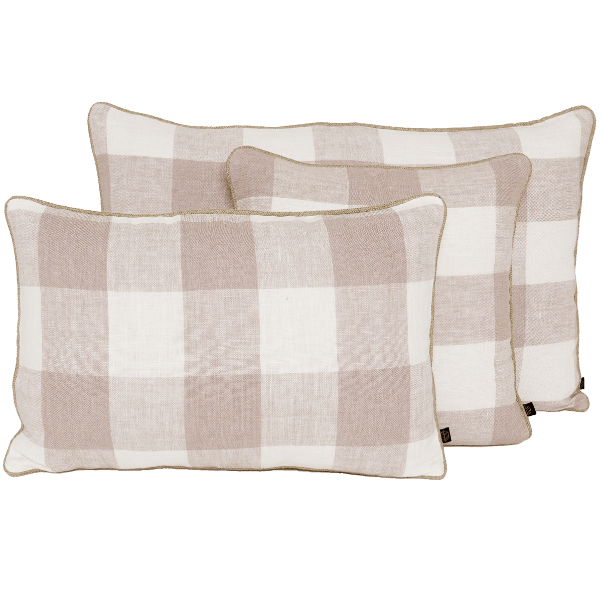 Kussensloop - Palma 100% Lin À Gros Carreaux - Petale