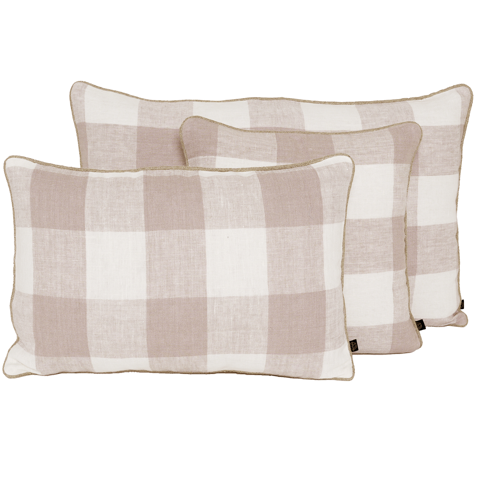 Kussensloop - Palma 100% Lin À Gros Carreaux - Petale