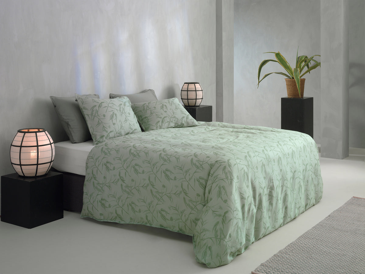 Zohome - Housse De Couette - Fiori di Satinado - Foam Green