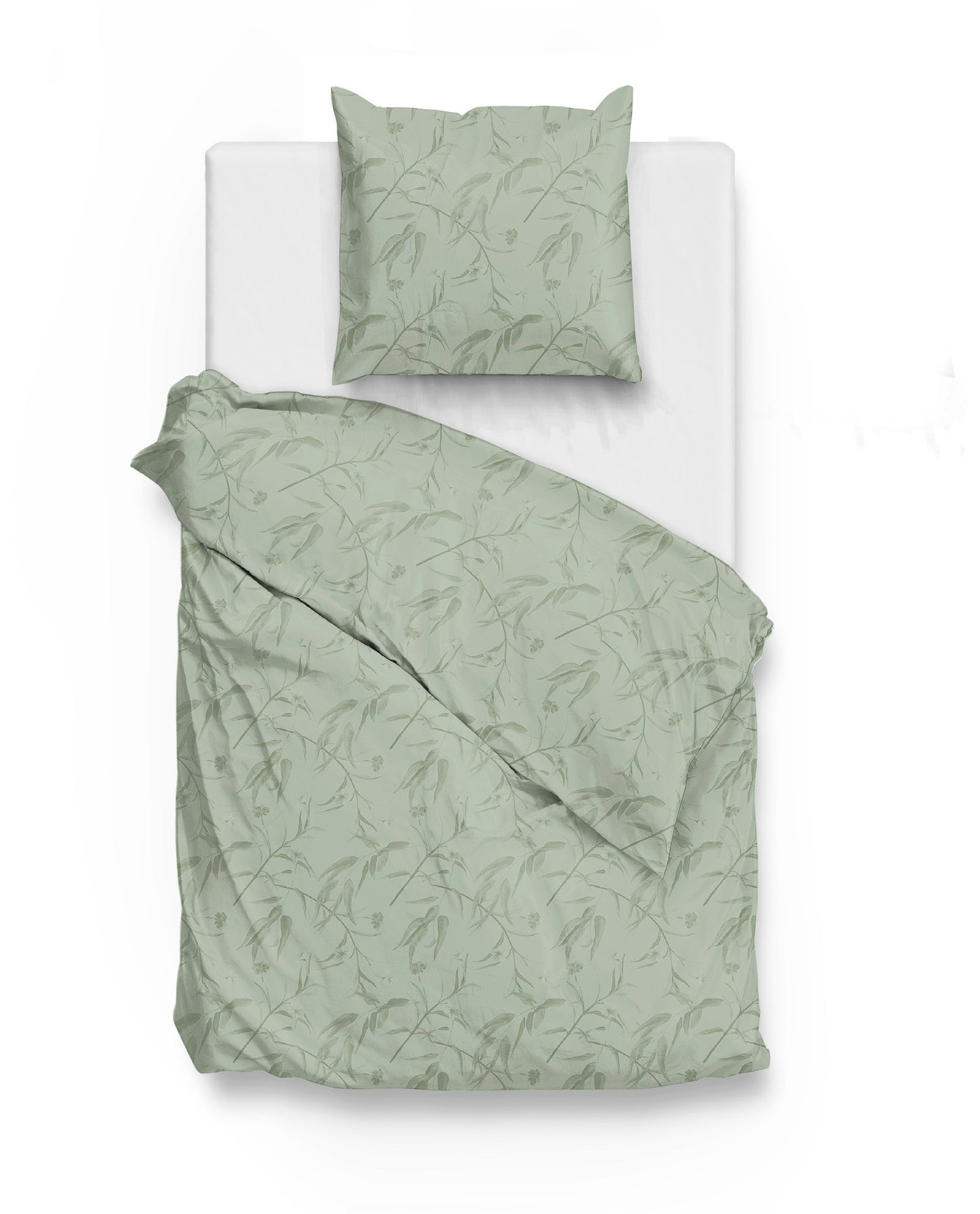 Zohome - Housse De Couette - Fiori di Satinado - Foam Green