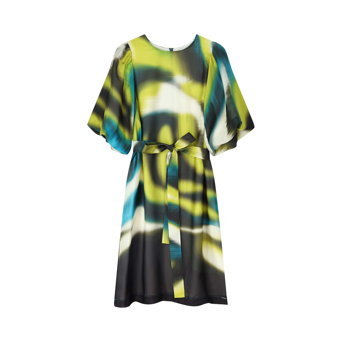 Jurk - Denise Lime Petrol Waves