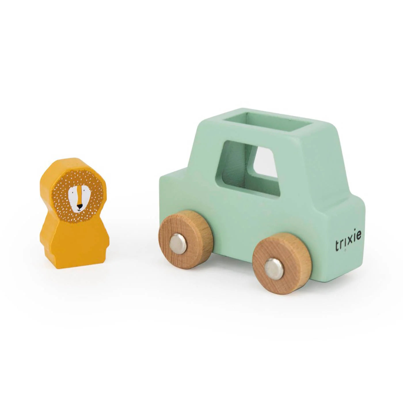 Houten autoset met dieren