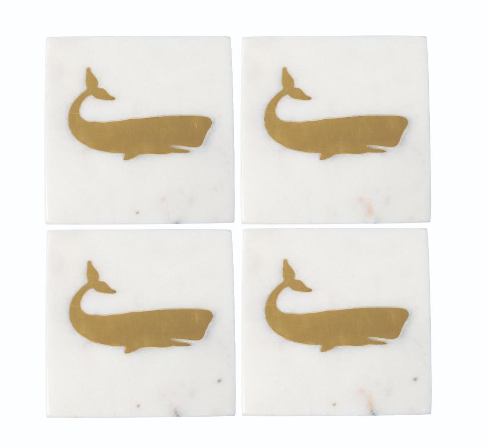 Verona Marble Whale Coasters, Set of 4