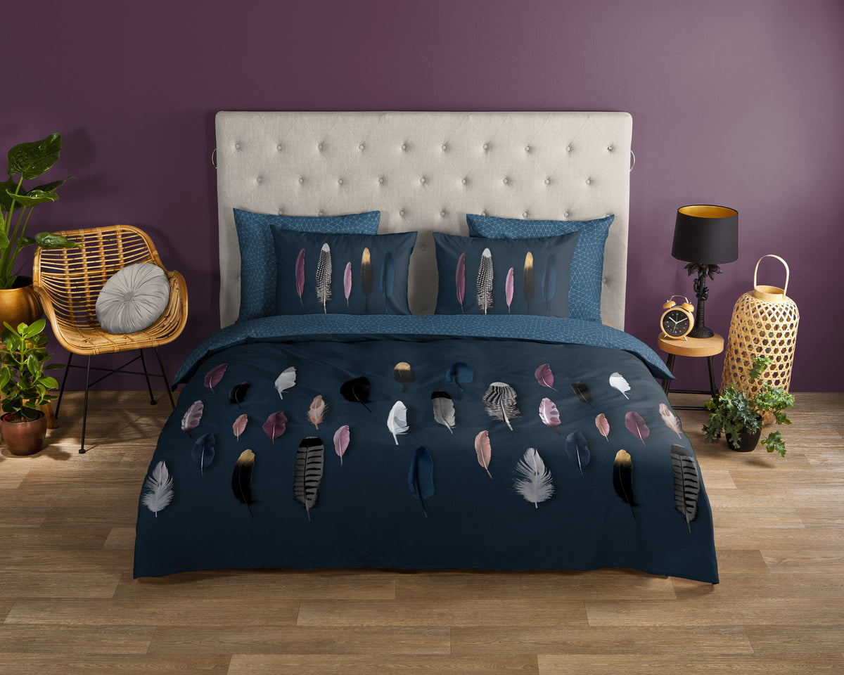 Good Morning - Dekbedovertrek - Feathers - Blue