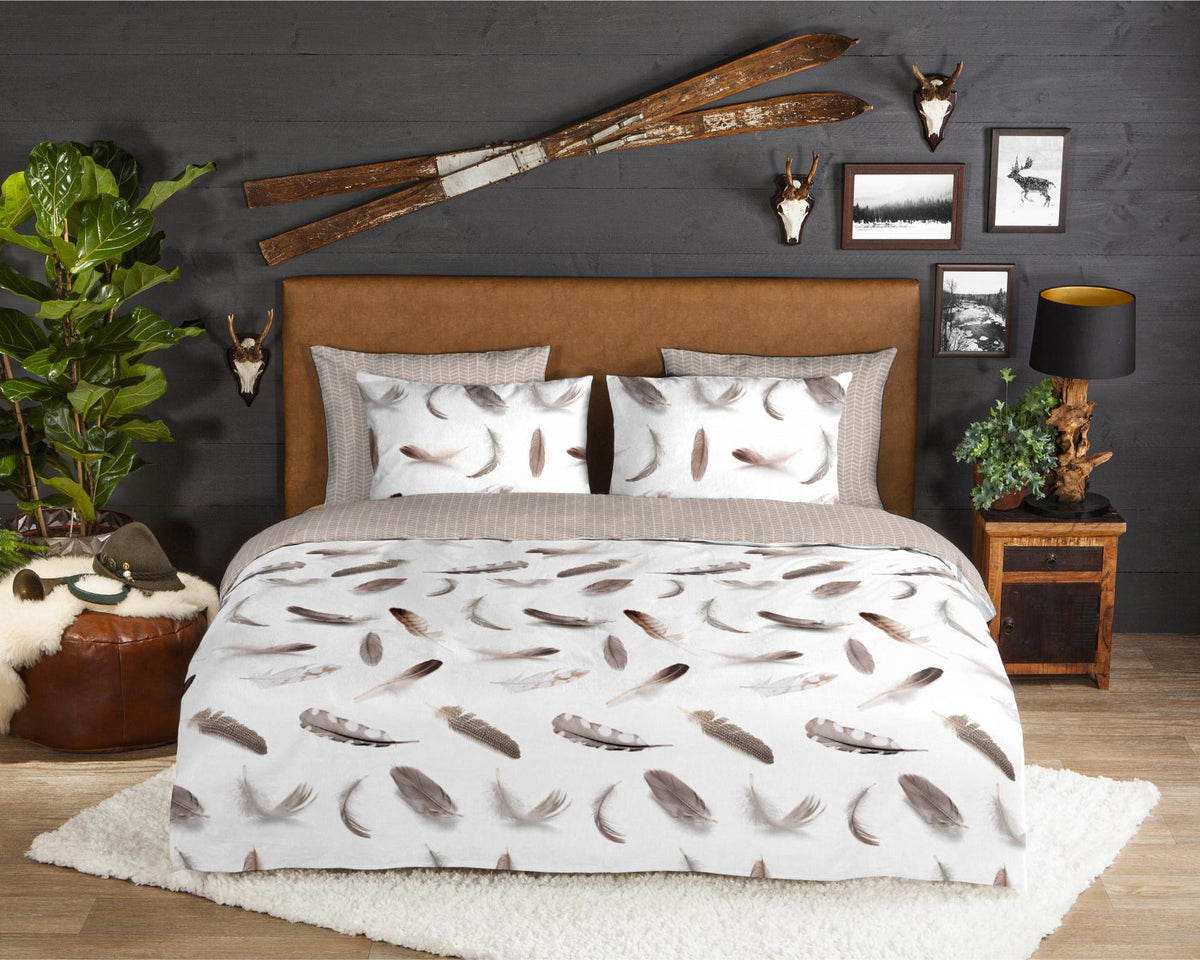 Good Morning - Dekbedovertrek - Feathers - White