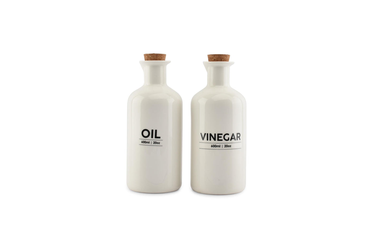 ONA - Bouteille huile et vinaigre set 60cl blanc Cucina