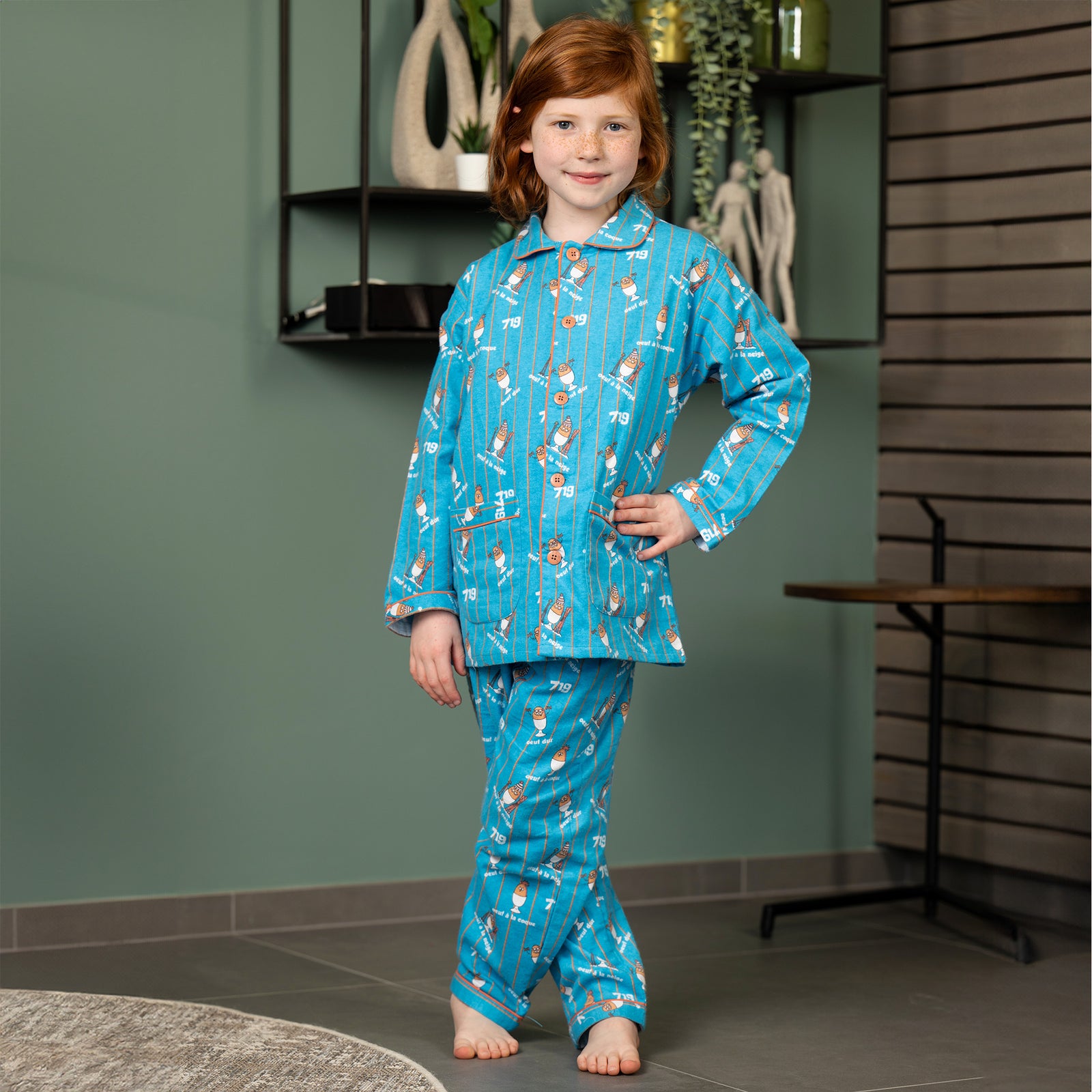 Flanellen pyjama - Jongen/Meisje - Blauw