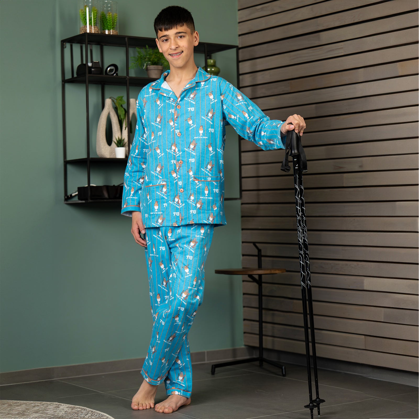 Flanellen pyjama - Jongen/Meisje - Blauw