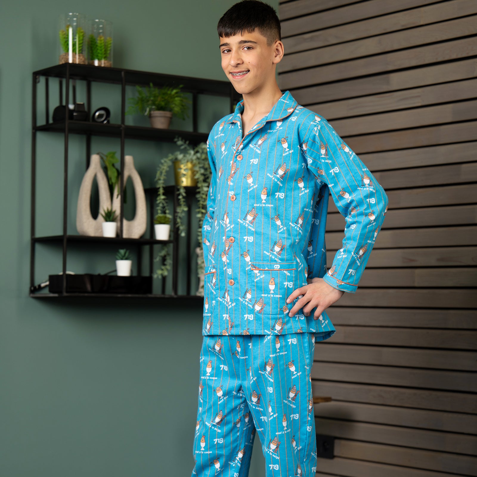 Flanellen pyjama - Jongen/Meisje - Blauw