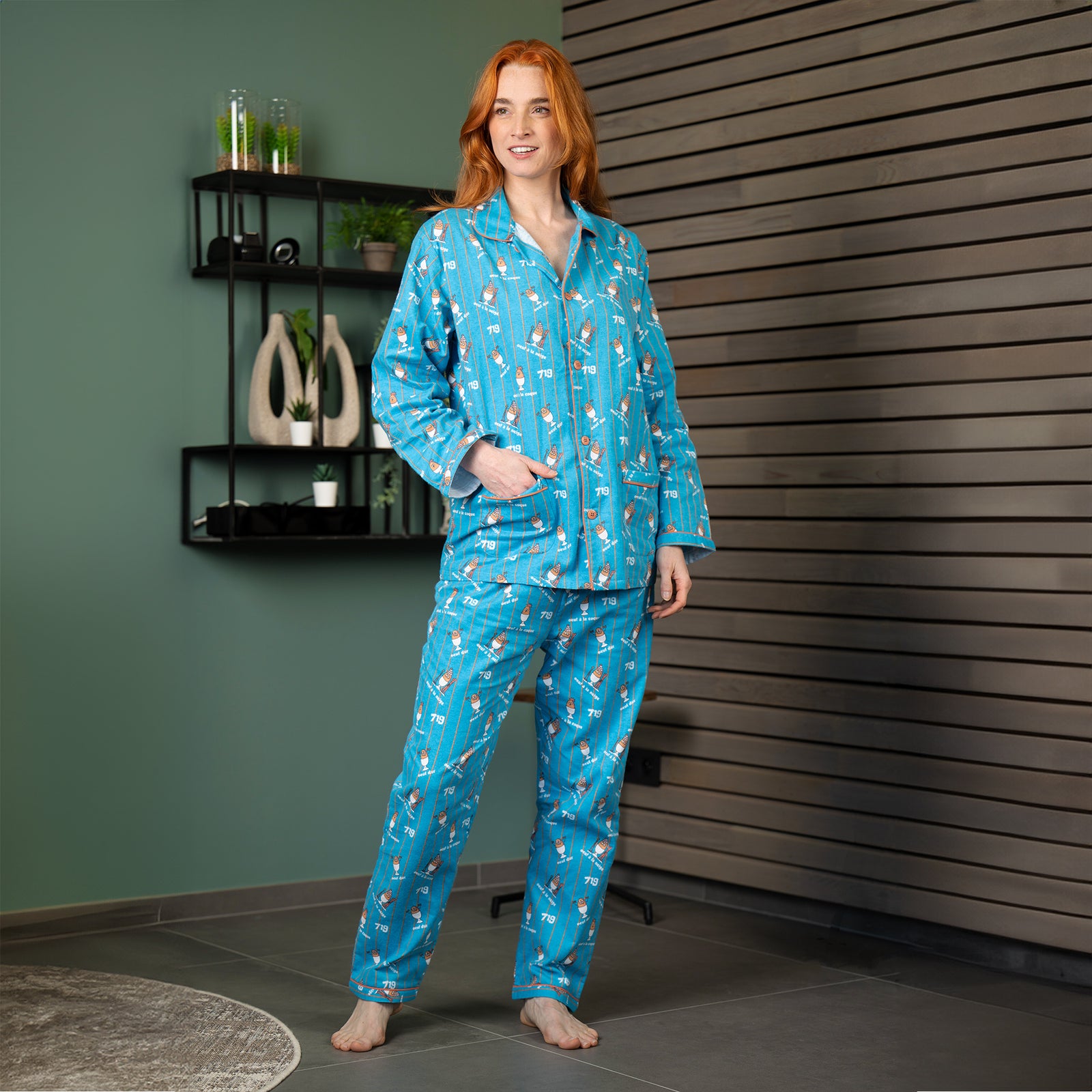 Flanellen Pyjama - Dames - Blauw