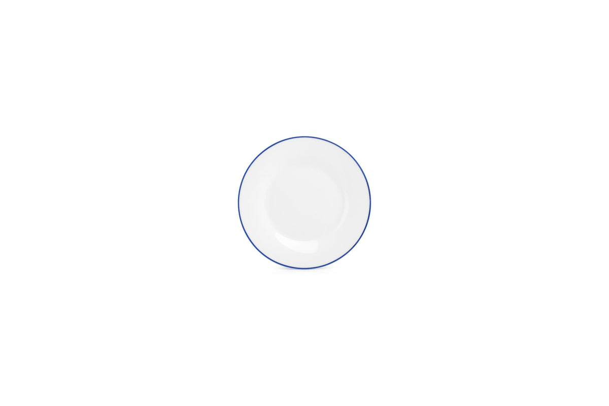 S&P - Basic White Plat bord 15cm blue rim Basic White - 1 SET - 6 stuks