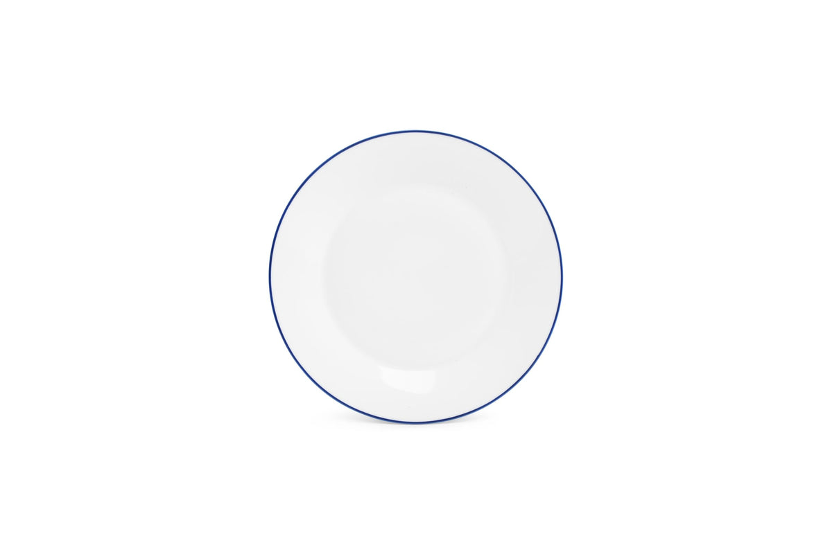 S&P - Basic White Plat bord 24cm blue rim Basic White - 1 SET - 6 stuks