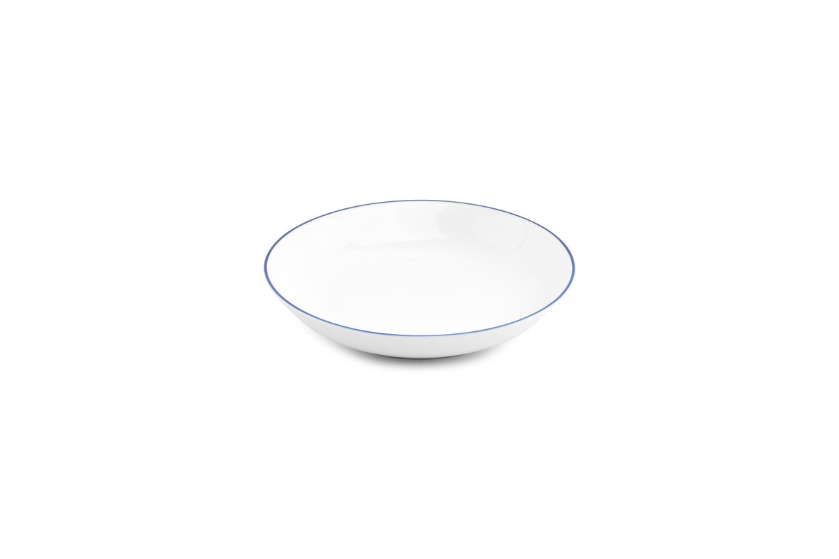 S&P - Basic White Diep bord 21xH4cm coupe blue rim Basic White - 1 SET - 6 stuks