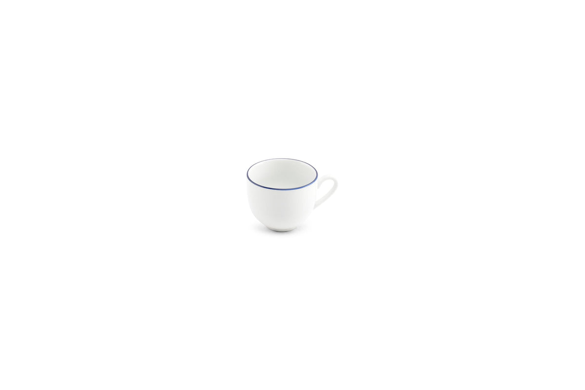 S&P - Basic White Mokkakop 10cl blue rim Basic White - 1 SET - 6 stuks