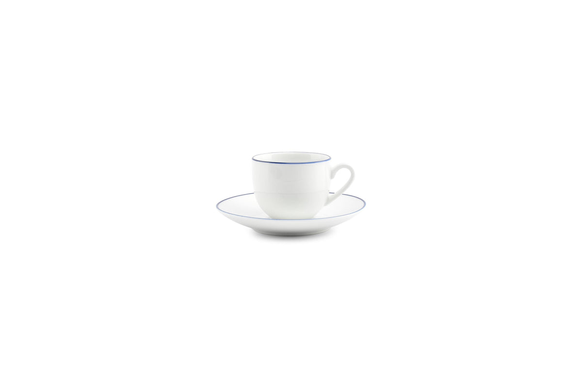 S&P - Basic White Mokkaschotel 12,5cm blue rim Basic White - 1 SET - 6 stuks