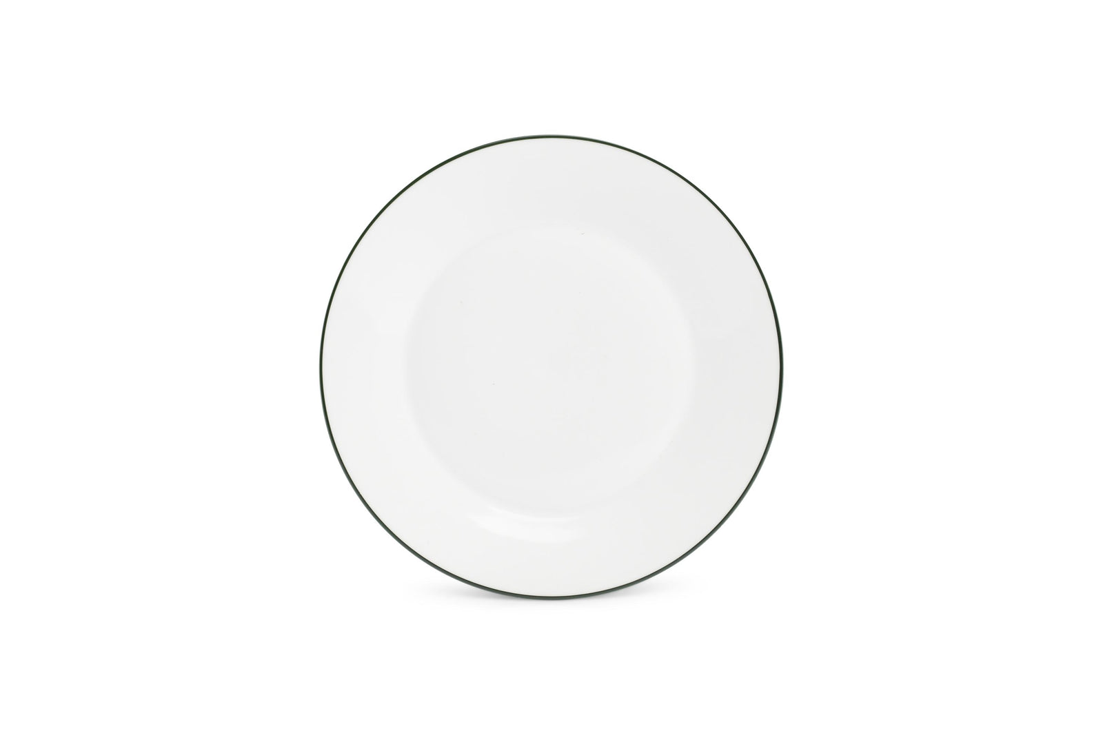 S&P - Basic White Plat bord 24cm green rim Basic White - 1 SET - 6 stuks