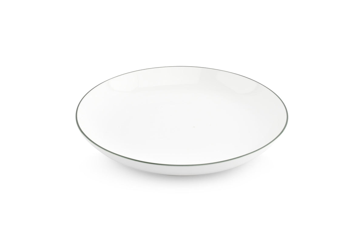 S&P - Basic White Kom 27xH4cm coupe green rim Basic White - 1 SET - 6 stuks