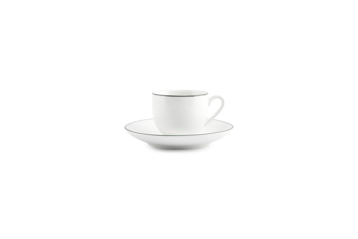 S&P - Basic White Mokkaschotel 12,5cm green rim Basic White - 1 SET - 6 stuks