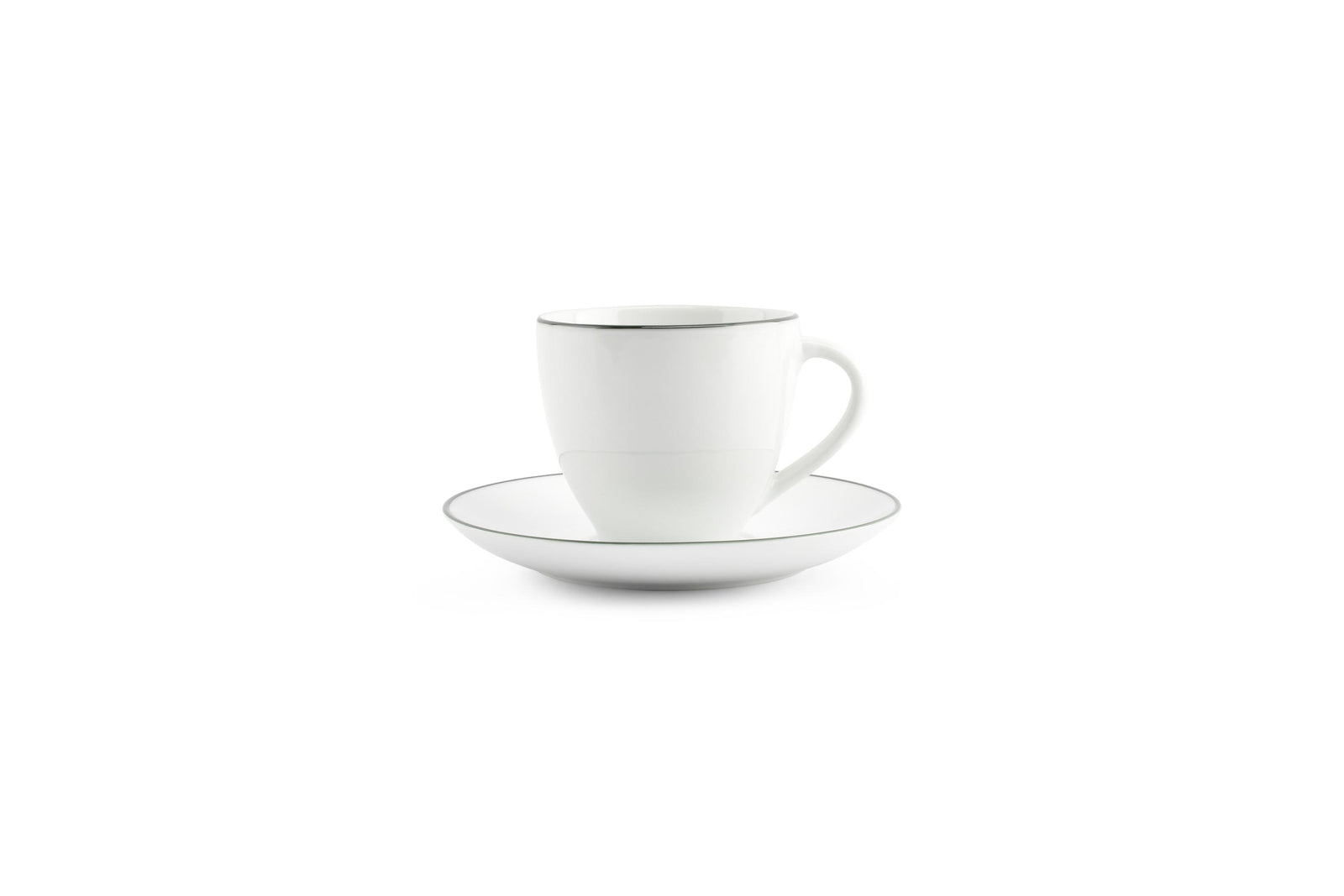 S&P - Basic White Tasse 20cl green rim Basic White - 1 SET - 6 pièces
