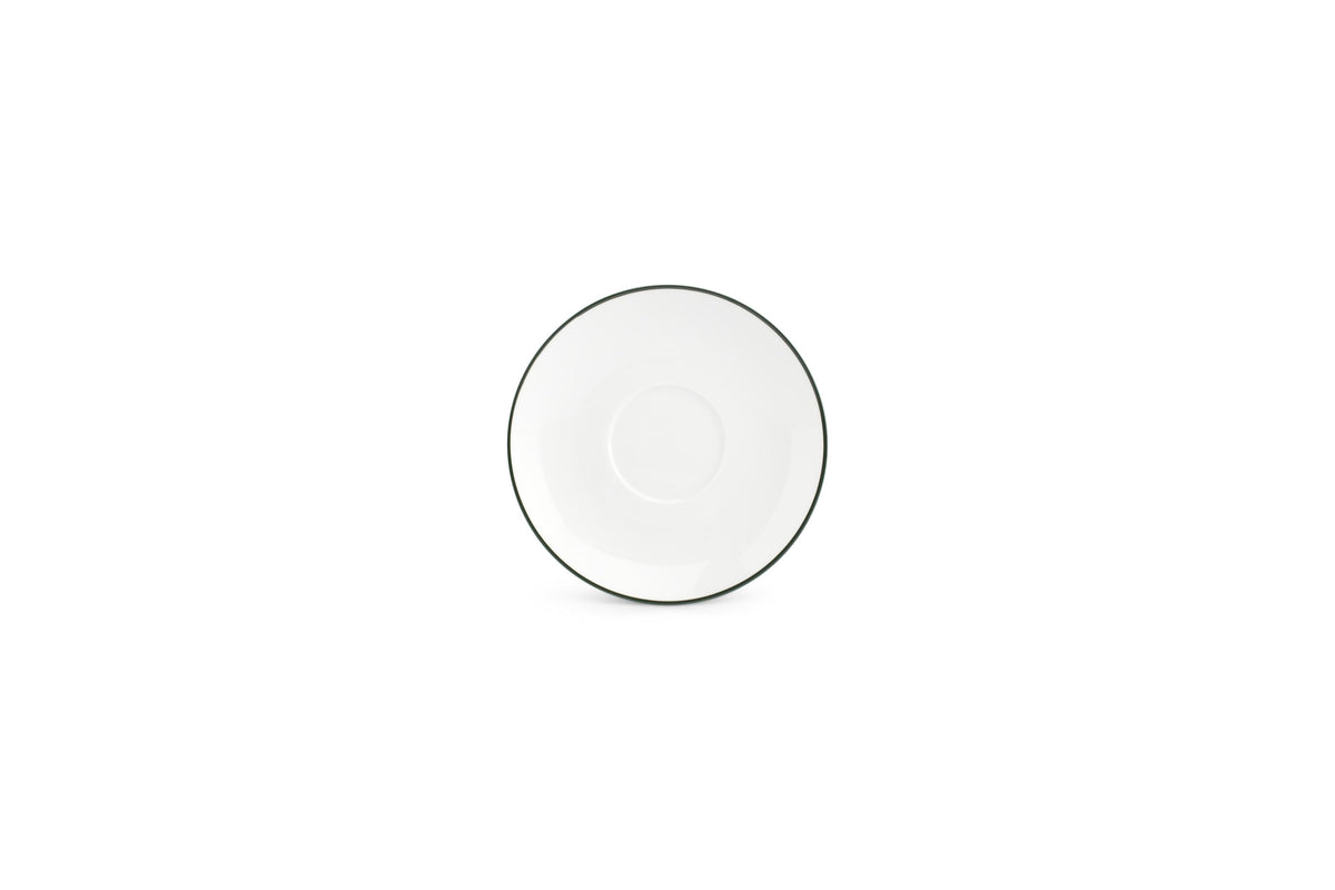 S&P - Basic White Schotel 14,5cm green rim Basic White - 1 SET - 6 stuks