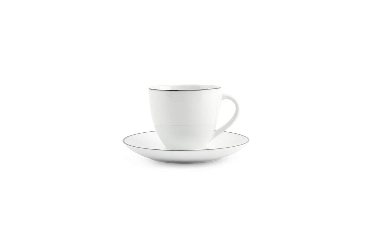 S&P - Basic White Schotel 14,5cm green rim Basic White - 1 SET - 6 stuks