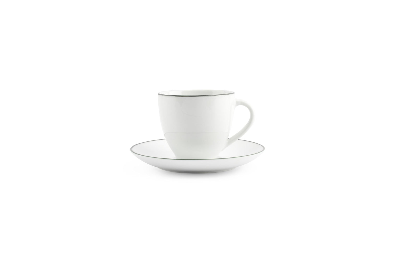 S&P - Basic White Schotel 14,5cm green rim Basic White - 1 SET - 6 stuks