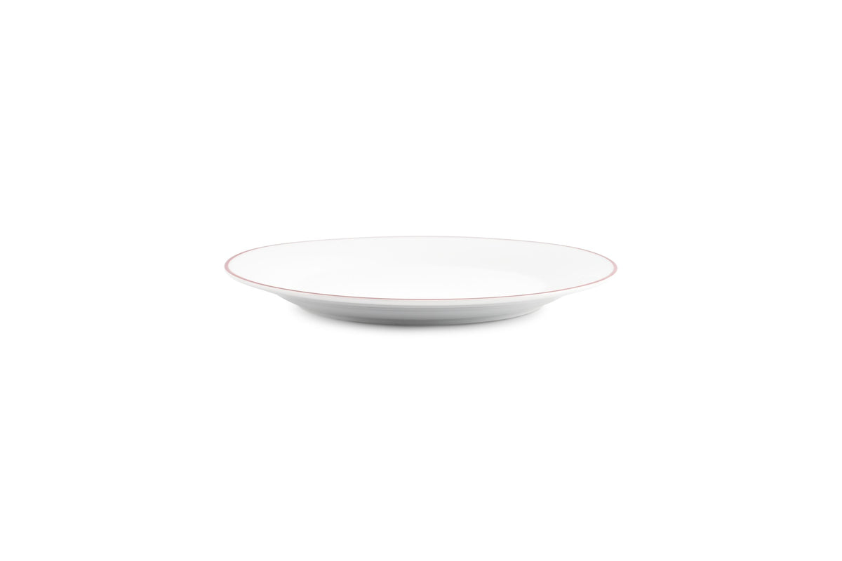 S&P - Basic White Plat bord 20cm burgundy rim Basic White - 1 SET - 6 stuks