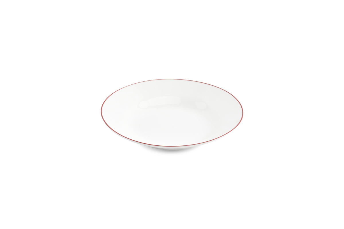 S&P - Basic White Diep bord 23xH4cm burgundy rim Basic White - 1 SET - 6 stuks