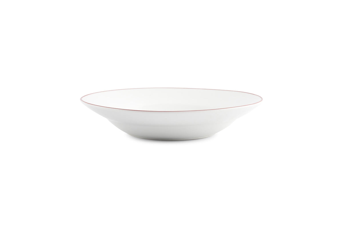 S&P - Basic White Diep bord 23xH4cm burgundy rim Basic White - 1 SET - 6 stuks
