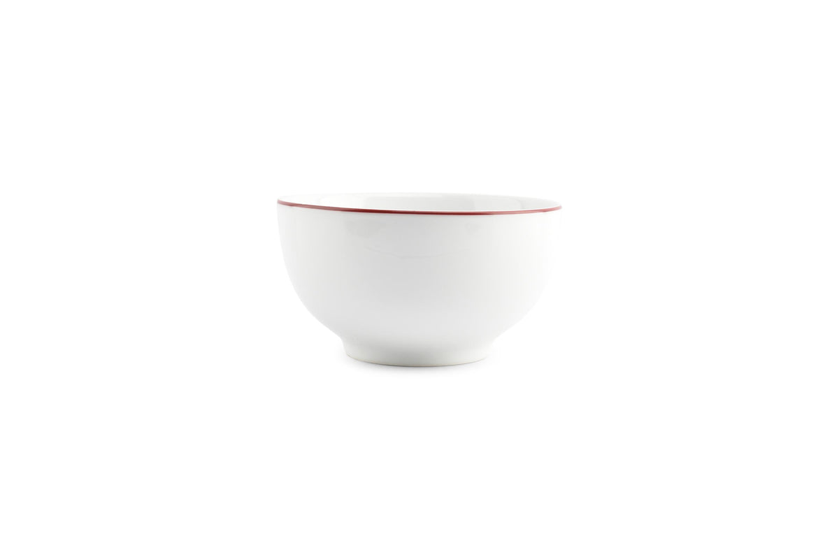 S&P - Basic White Kom 14xH8cm burgundy rim Basic White - 1 SET - 6 stuks