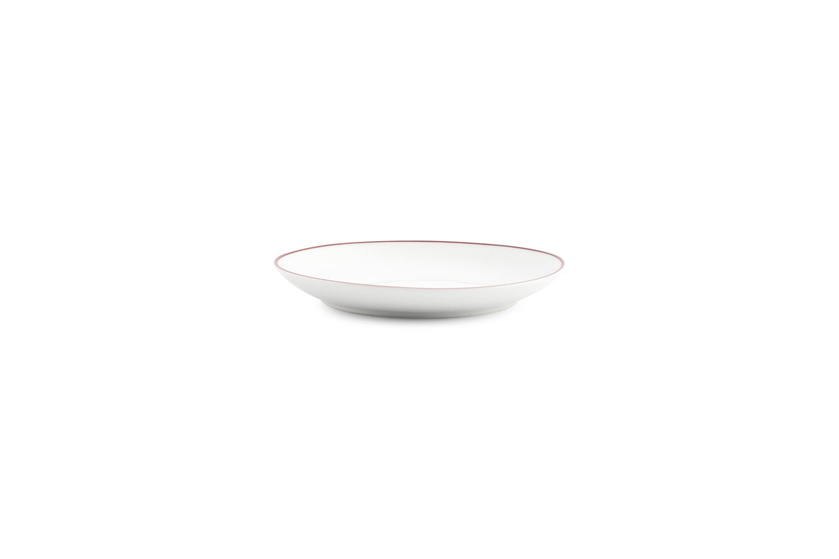 S&P - Basic White Plat bord 15cm coupe burgundy rim Basic White - 1 SET - 6 stuks