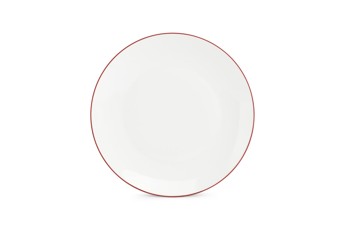 S&P - Basic White Plat bord 26,5cm coupe burgundy rim Basic White - 1 SET - 6 stuks