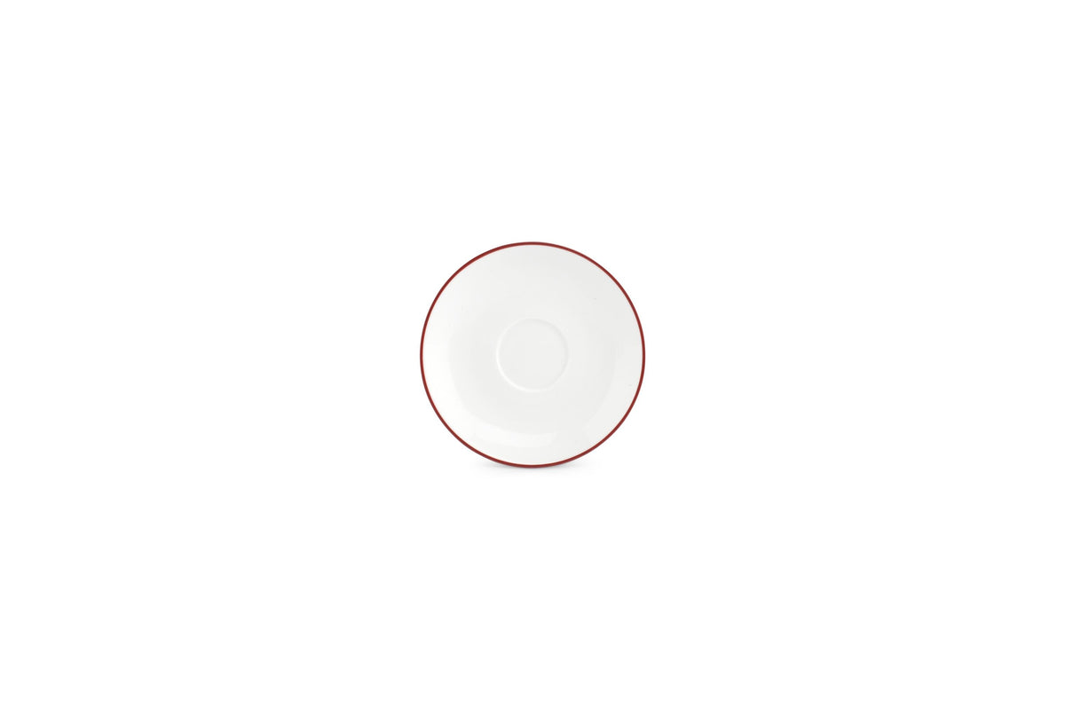 S&P - Basic White Mokkaschotel 12,5cm burgundy rim Basic White - 1 SET - 6 stuks
