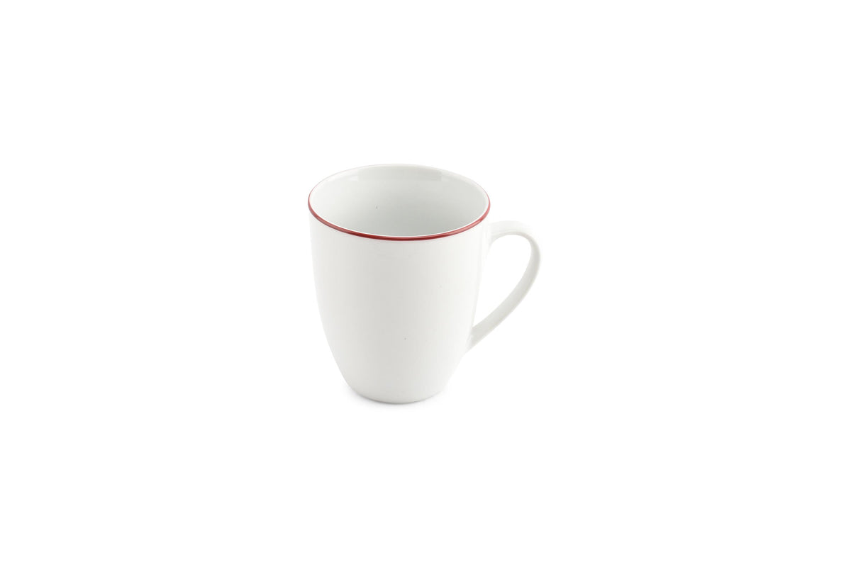 S&P - Basic White Beker 38cl burgundy rim Basic White - 1 SET - 6 stuks