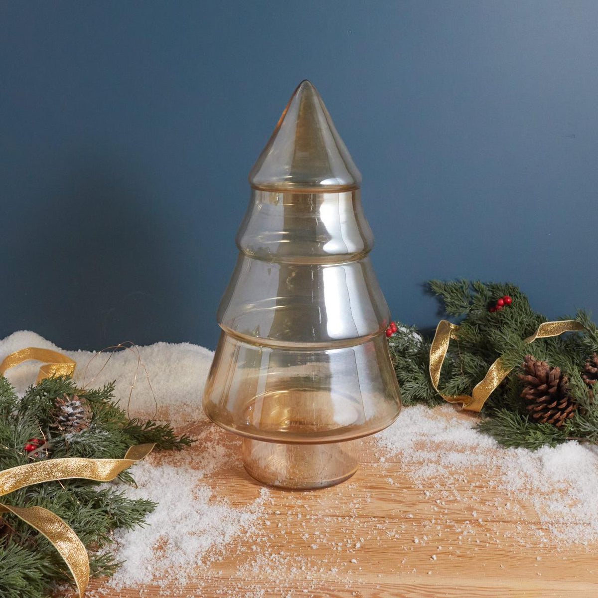 Glazen boom met glans, goud