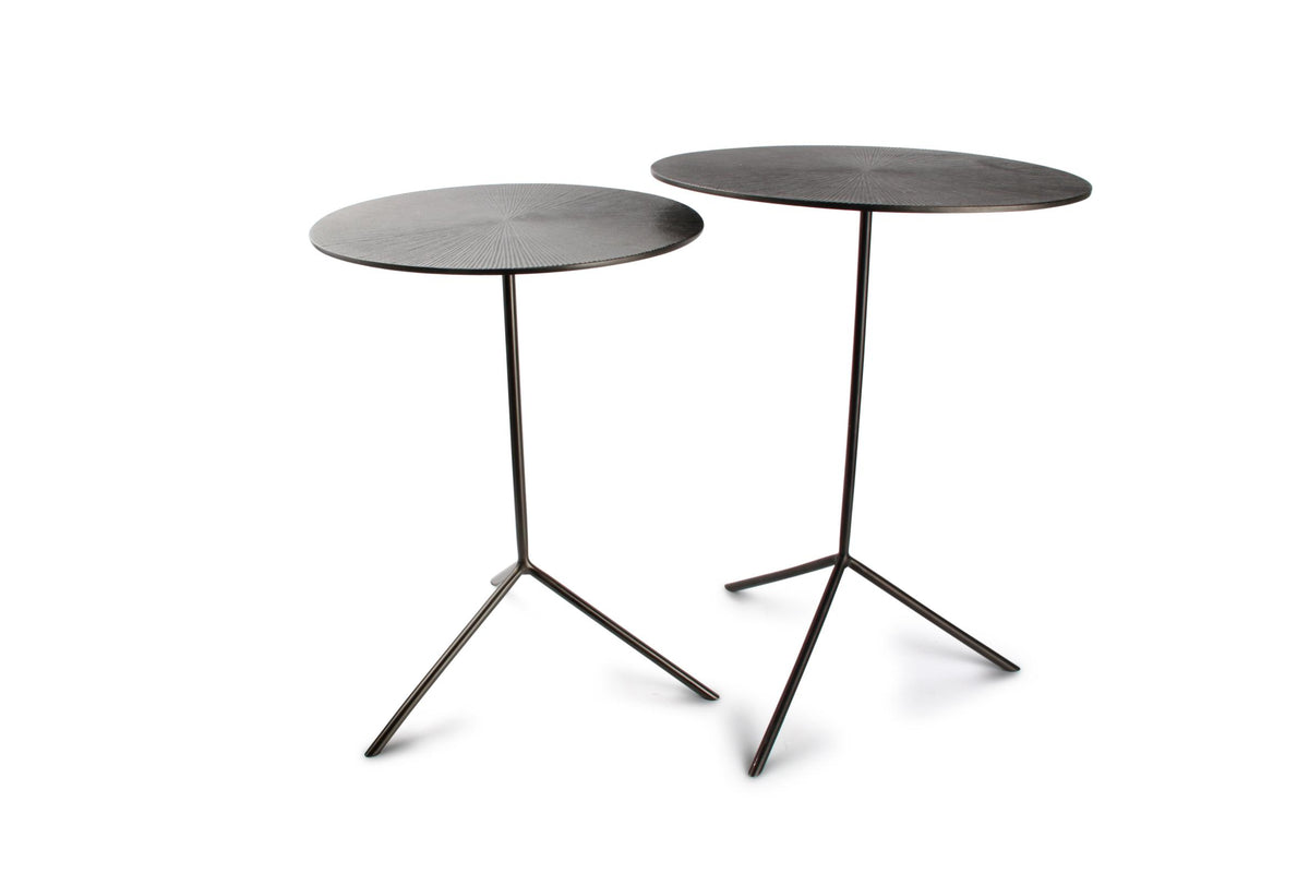 S&amp;P - Bijzettafel geribbeld zwart Ivy - set/2