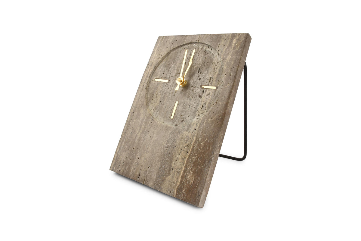 S&amp;P - Table clock 16xH23,5cm travertine grey Zone