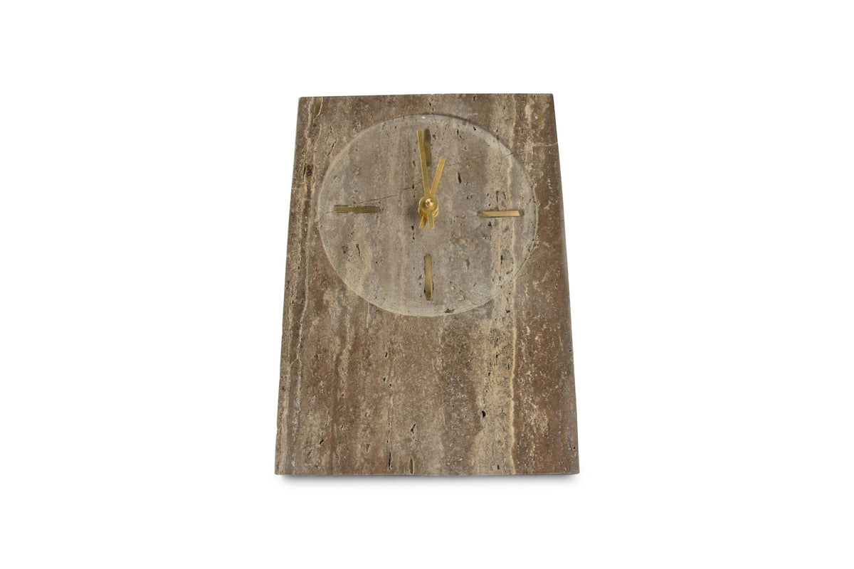 S&amp;P - Table clock 16xH23,5cm travertine grey Zone