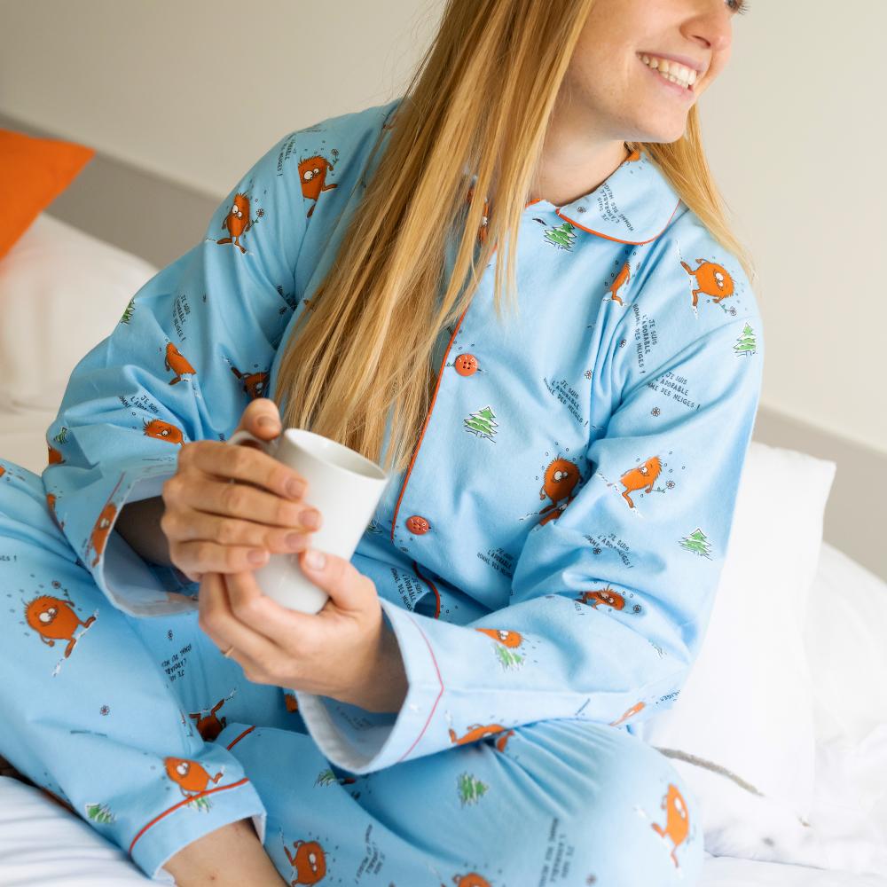 Pyjama flannelle - Femme - Bleu Tropical