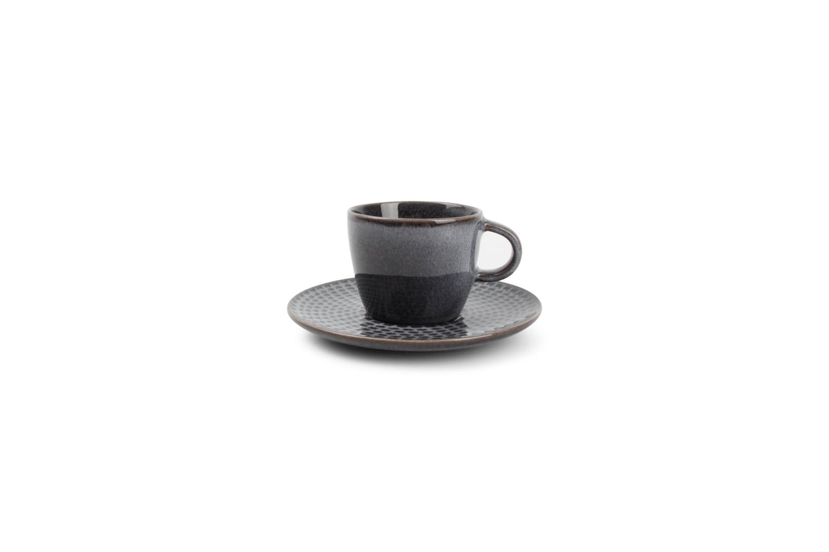 S&P - Tasse à moka 9cl et soucoupe gris Stitch - 1 SET - 4 pièces