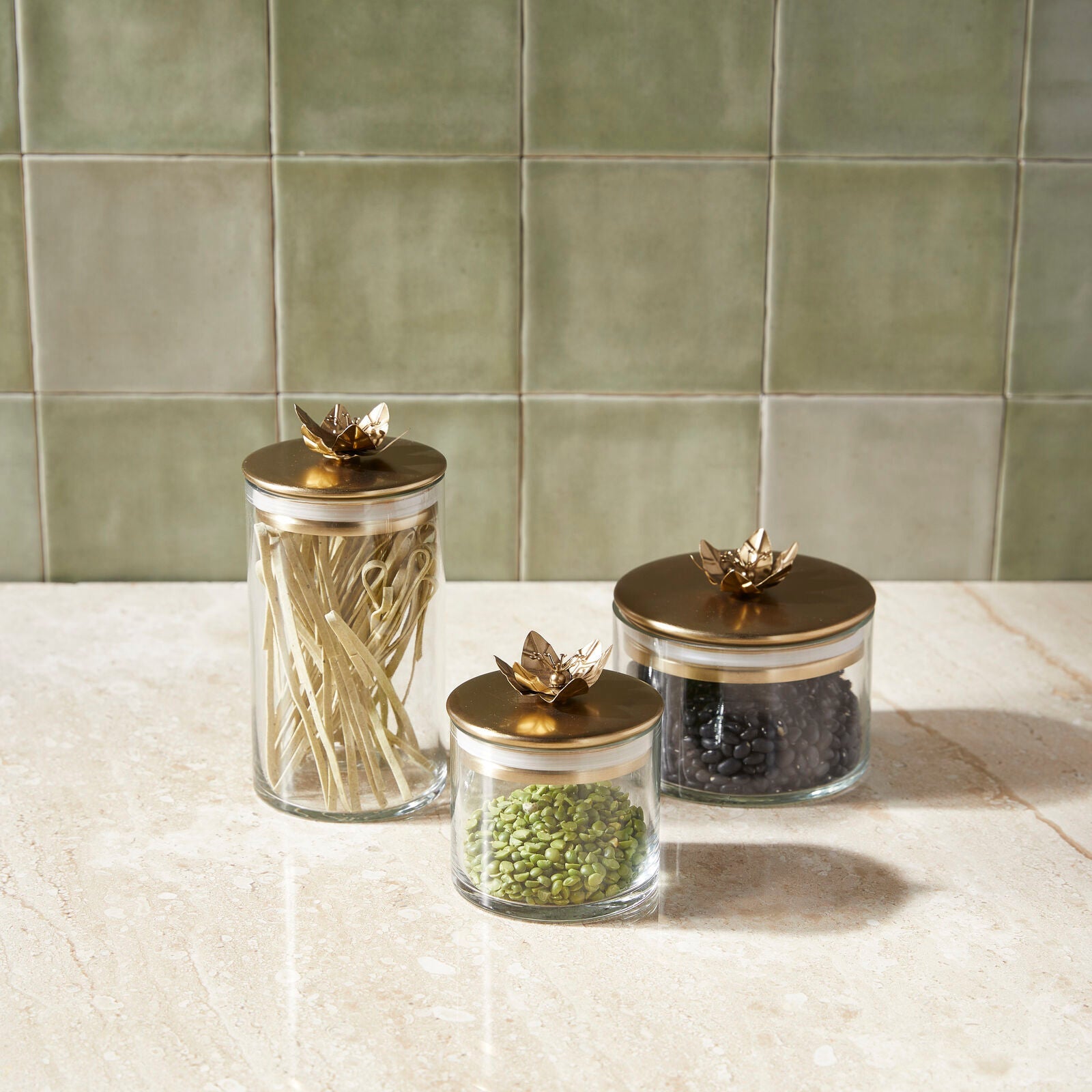 Pots de rangement botaniques lys, lot de 3
