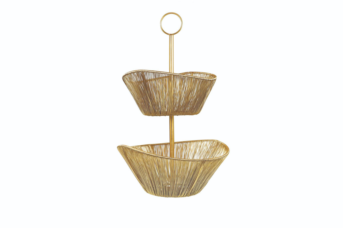 Gold Rhythm Wire 2-Tier Basket