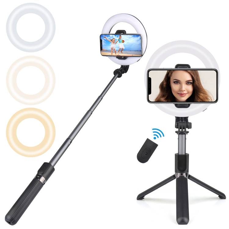 Lichtgevende Selfie Met Afstandsbediening - Zwart