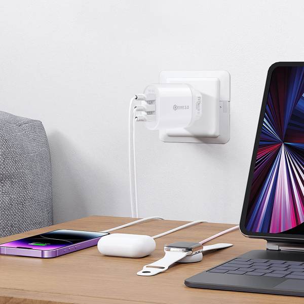 Chargeur Secteur 3 Ports Usb  - Blanc