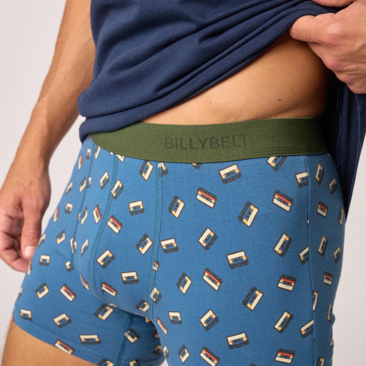Boxer en coton bio - Cassette - Bleu