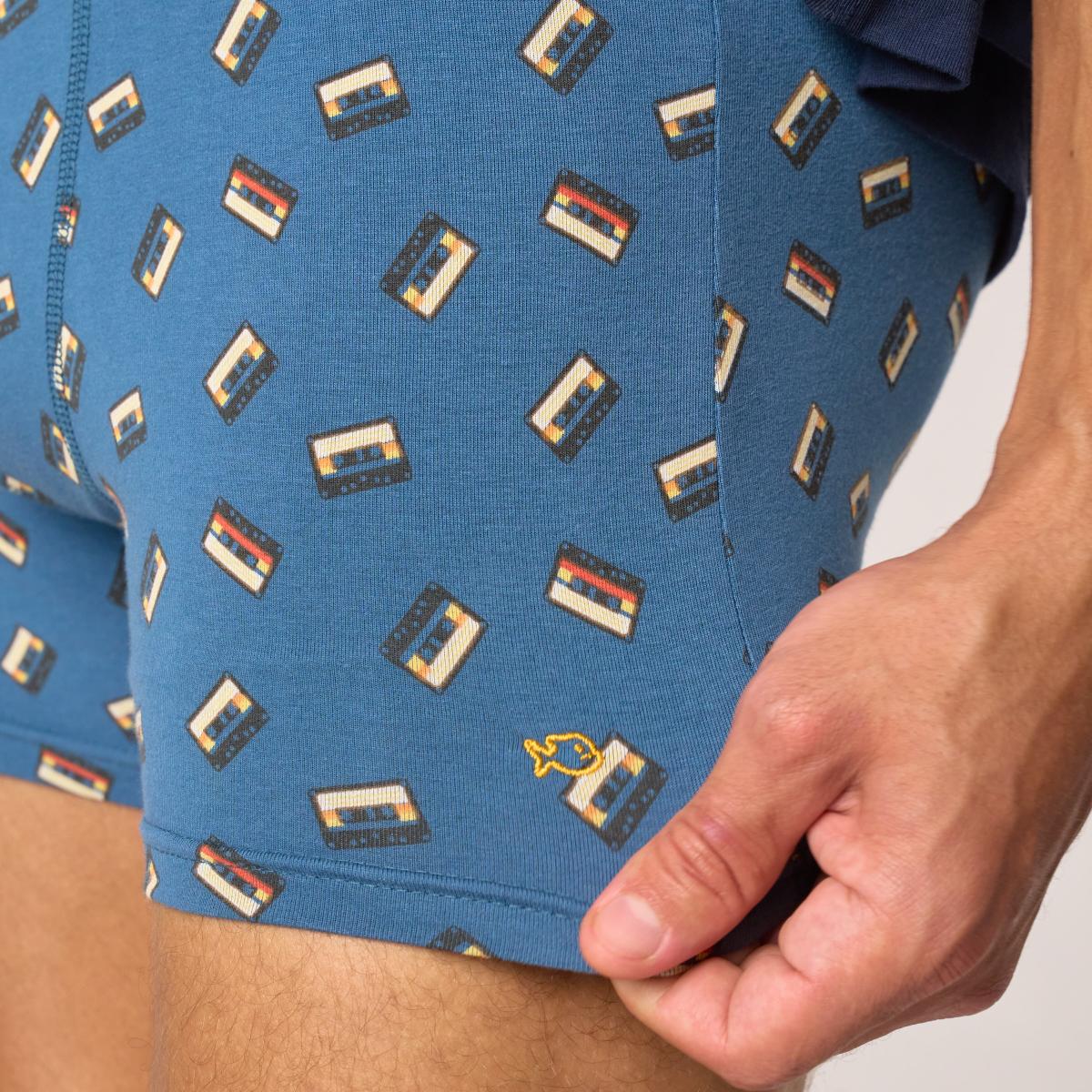 Boxershort van biologisch katoen - Cassette - Blauw