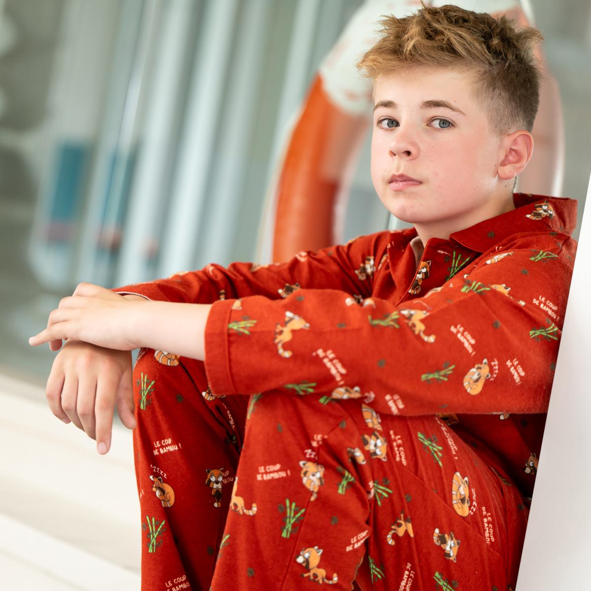 Flanellen pyjama - Kid - Terracotta