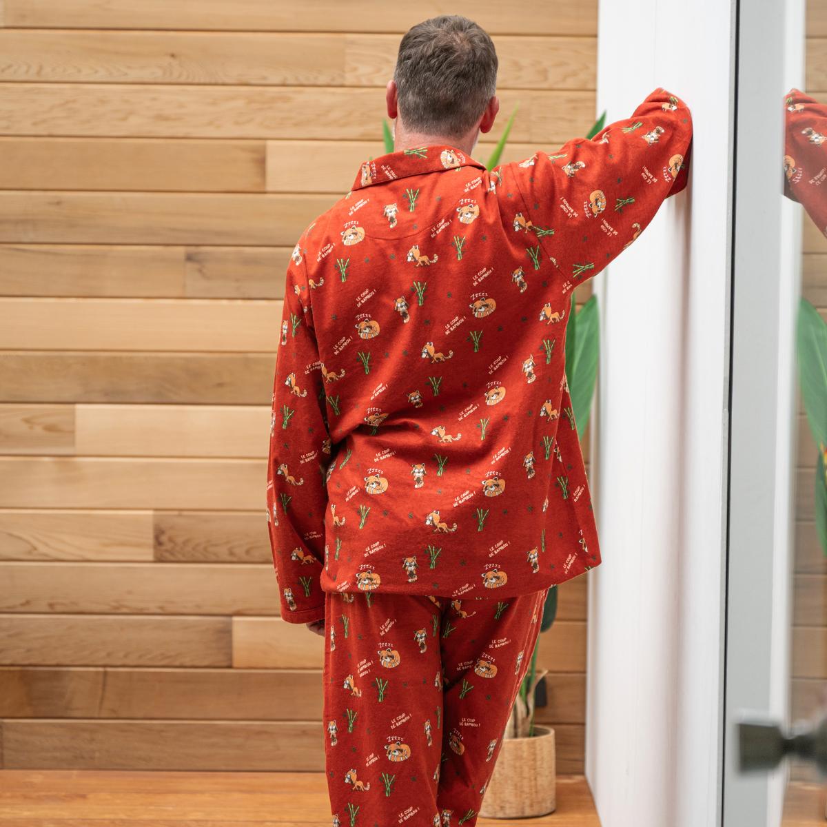 Flanellen pyjama - Man - Terracotta