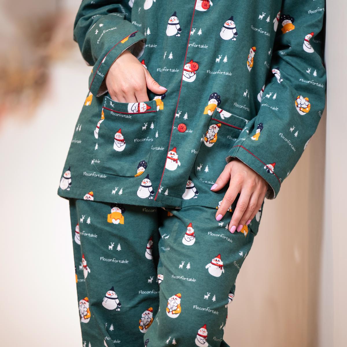 Flanellen pyjama - Vrouwen - Groen